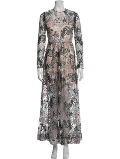 Pre-owned Alexis Floral Print Long Dress In Neutral