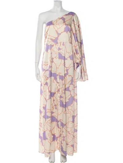 Pre-owned Alexis Floral Print Long Dress In Neutrals