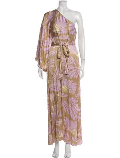 Pre-owned Alexis Floral Print Long Dress In Neutrals