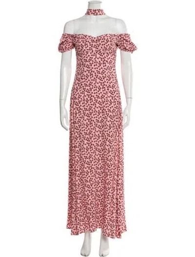 Pre-owned Alexis Floral Print Long Dress In Pink
