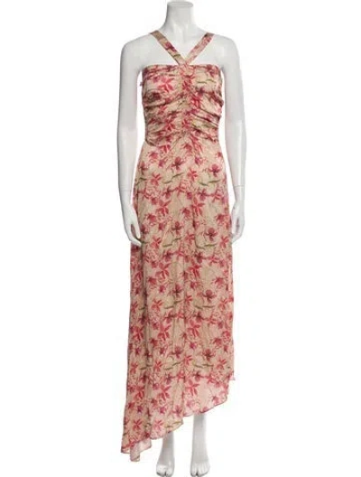 Pre-owned Alexis Floral Print Long Dress In Pink