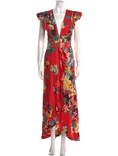 Pre-owned Alexis Floral Print Long Dress In Pink