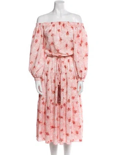 Pre-owned Alexis Floral Print Long Dress In Pink