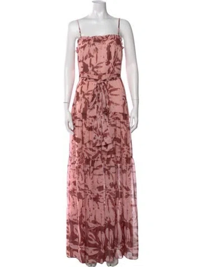 Pre-owned Alexis Floral Print Long Dress In Pink