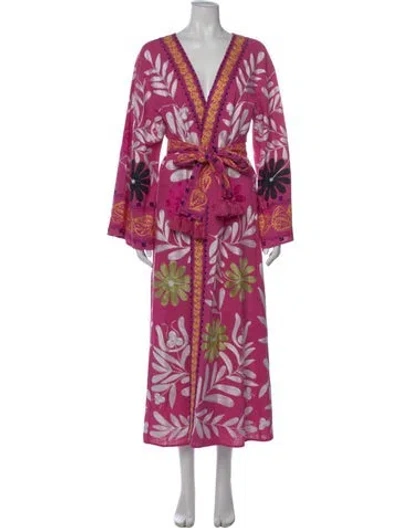 Pre-owned Alexis Floral Print Long Dress In Pink