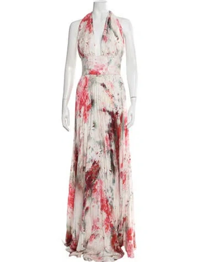 Pre-owned Alexis Floral Print Long Dress In Pink