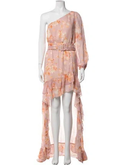 Pre-owned Alexis Floral Print Long Dress In Pink