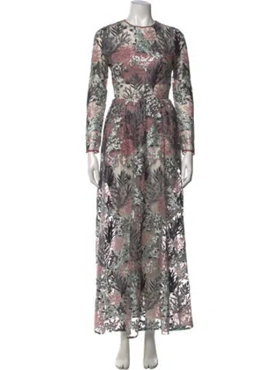 Pre-owned Alexis Floral Print Long Dress In Pink