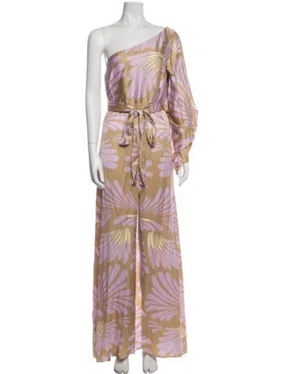 Pre-owned Alexis Floral Print Long Dress In Purple
