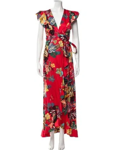 Pre-owned Alexis Floral Print Long Dress In Red