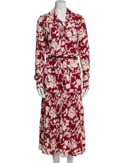 Pre-owned Alexis Floral Print Long Dress In Red