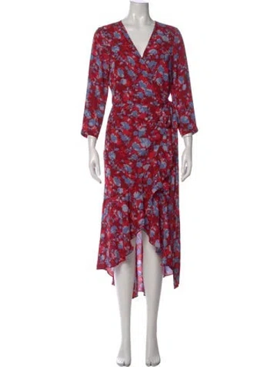 Pre-owned Alexis Floral Print Long Dress In Red