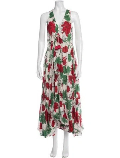 Pre-owned Alexis Floral Print Long Dress In Red