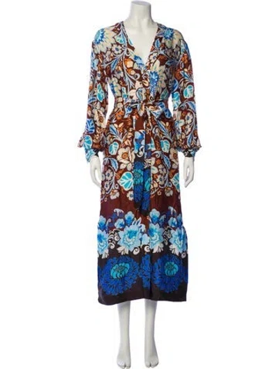 Pre-owned Alexis Floral Print Long Dress W/ Tags In Multi