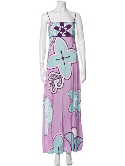 Pre-owned Alexis Floral Print Long Dress W/ Tags In Purple