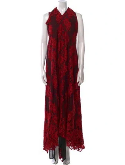 Pre-owned Alexis Floral Print Long Dress W/ Tags In Red