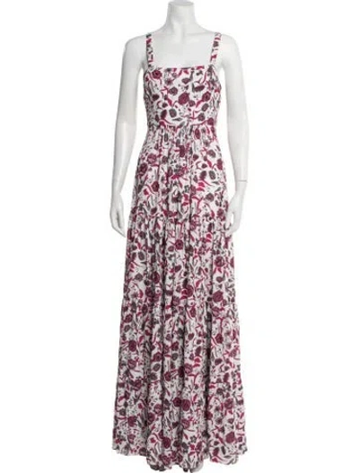 Pre-owned Alexis Floral Print Long Dress W/ Tags In White