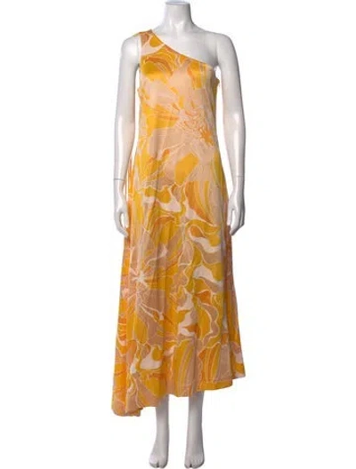Pre-owned Alexis Floral Print Long Dress W/ Tags In Yellow