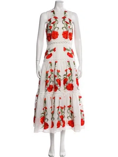 Pre-owned Alexis Floral Print Long Dress In White