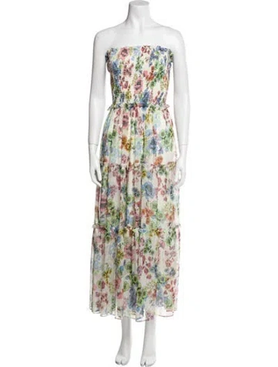 Pre-owned Alexis Floral Print Long Dress In White