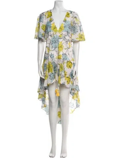 Pre-owned Alexis Floral Print Long Dress In White