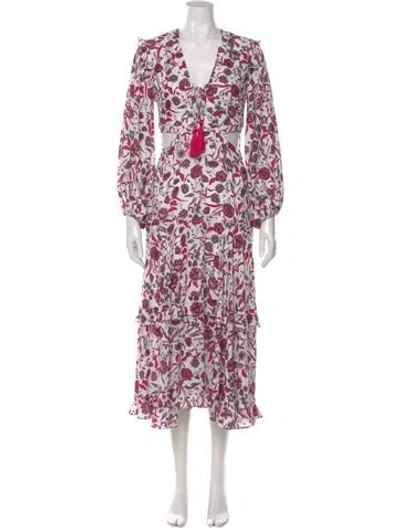 Pre-owned Alexis Floral Print Long Dress In White