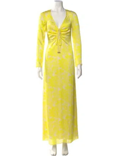 Pre-owned Alexis Floral Print Long Dress In Yellow