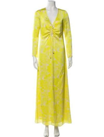 Pre-owned Alexis Floral Print Long Dress In Yellow