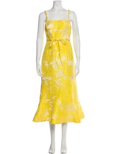 Pre-owned Alexis Floral Print Long Dress In Yellow