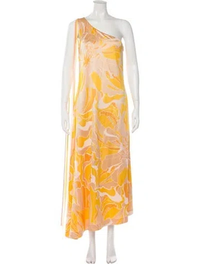 Pre-owned Alexis Floral Print Long Dress In Yellow