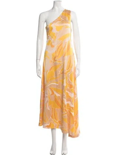 Pre-owned Alexis Floral Print Long Dress In Yellow