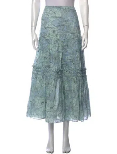 Pre-owned Alexis Floral Print Long Skirt In Blue