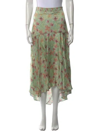 Pre-owned Alexis Floral Print Long Skirt In Green