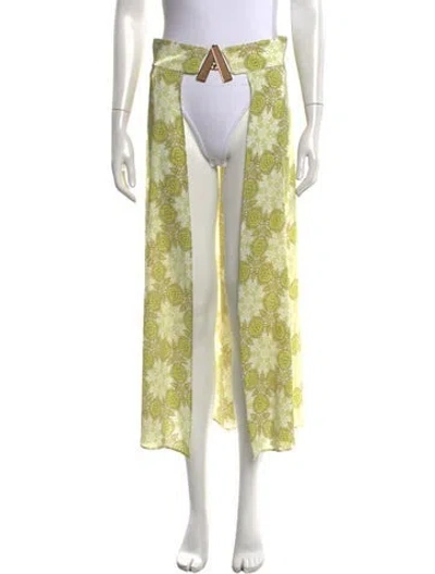 Pre-owned Alexis Floral Print Long Skirt In Green