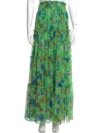 Pre-owned Alexis Floral Print Long Skirt In Green