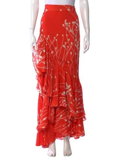 Pre-owned Alexis Floral Print Long Skirt In Orange