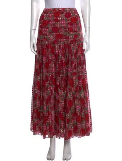 Pre-owned Alexis Floral Print Long Skirt In Pink/purple