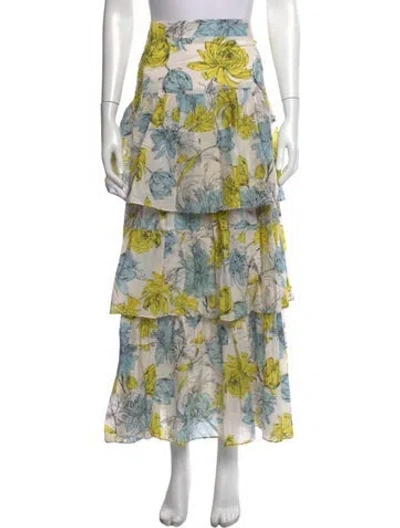 Pre-owned Alexis Floral Print Long Skirt In White