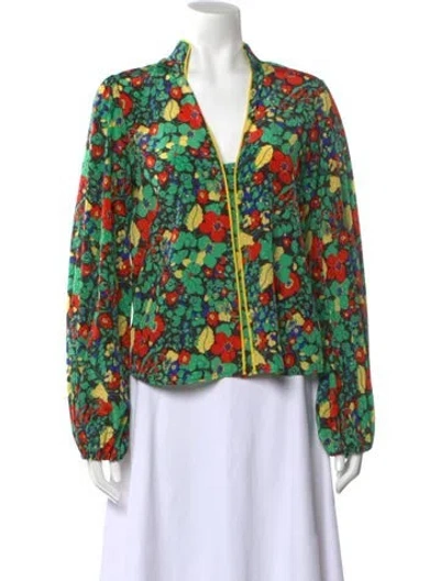Pre-owned Alexis Floral Print Long Sleeve Blouse In Black