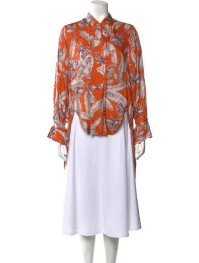 Pre-owned Alexis Floral Print Long Sleeve Blouse In Orange
