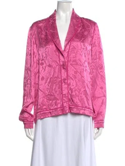 Pre-owned Alexis Floral Print Long Sleeve Blouse In Pink