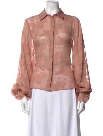 Pre-owned Alexis Floral Print Long Sleeve Blouse In Pink