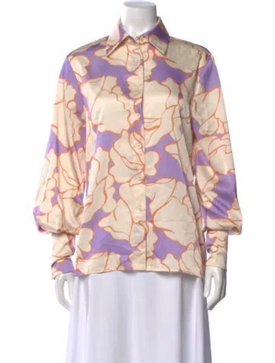 Pre-owned Alexis Floral Print Long Sleeve Blouse In Purple