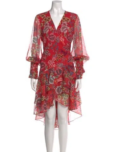 Pre-owned Alexis Floral Print Midi Length Dress In Green