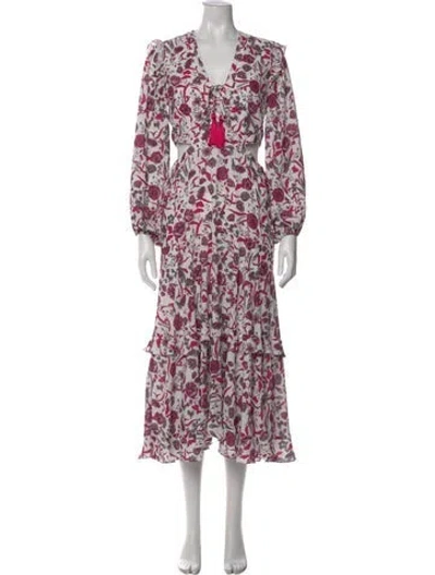 Pre-owned Alexis Floral Print Midi Length Dress In Multi
