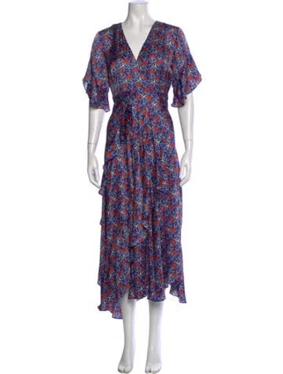 Pre-owned Alexis Floral Print Midi Length Dress In Multi