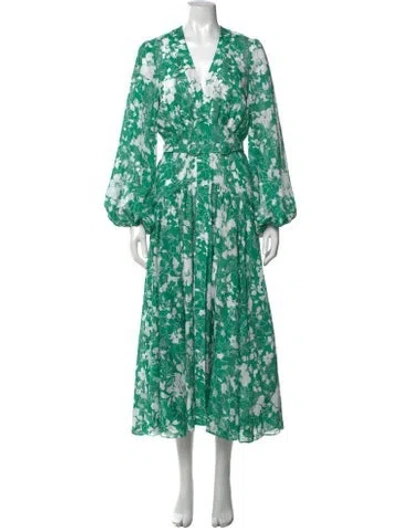 Pre-owned Alexis Floral Print Midi Length Dress In Multi