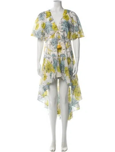 Pre-owned Alexis Floral Print Midi Length Dress In Neutral