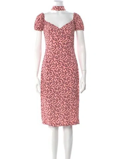 Pre-owned Alexis Floral Print Midi Length Dress In Pink