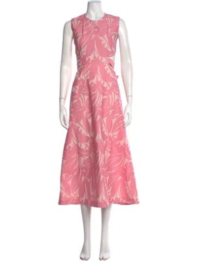 Pre-owned Alexis Floral Print Midi Length Dress In Pink